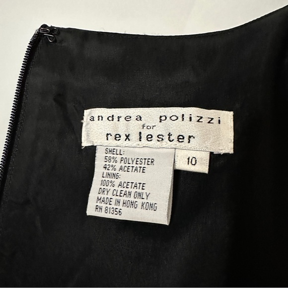LBD Black Cocktail Dress by Andrea Polizzi for Rex Lester 10 Rhinestones - Picture 5 of 11